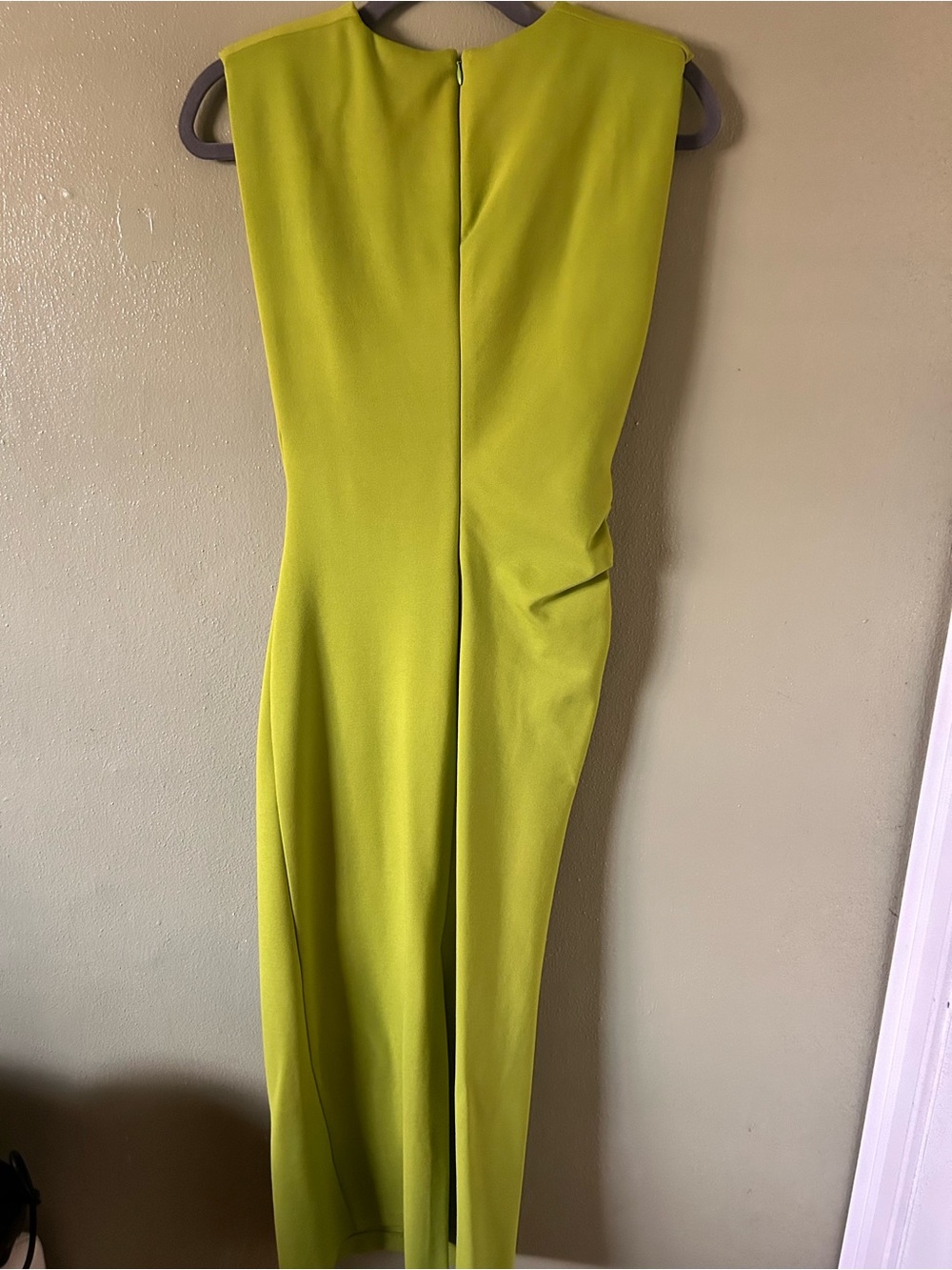 ZARA Lime Green Draped Midi Dress - Picture 2 of 6